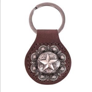 Montana West Real Leather Lone Star Concho Key Fob/Key Chain